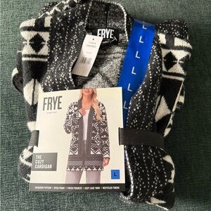 Frye Black and White Jacquard Cardigan